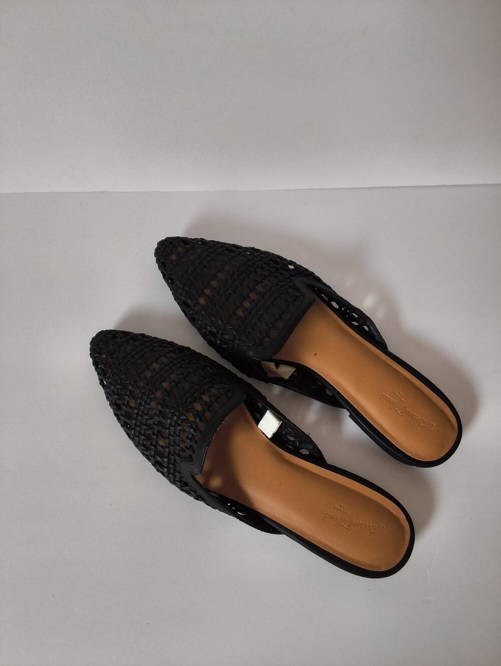 Universal Thread Black Woven Pointed Backless Mules